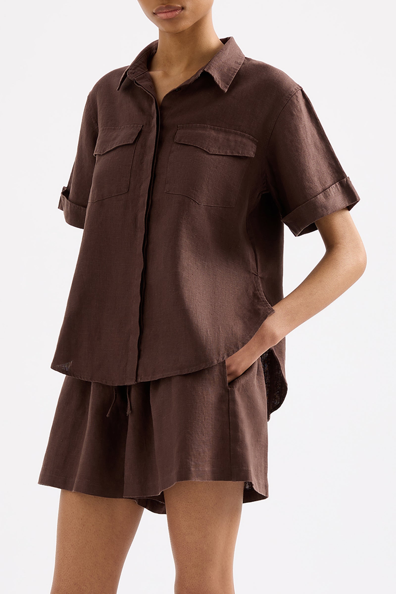 Desi Linen Shirt Espresso 