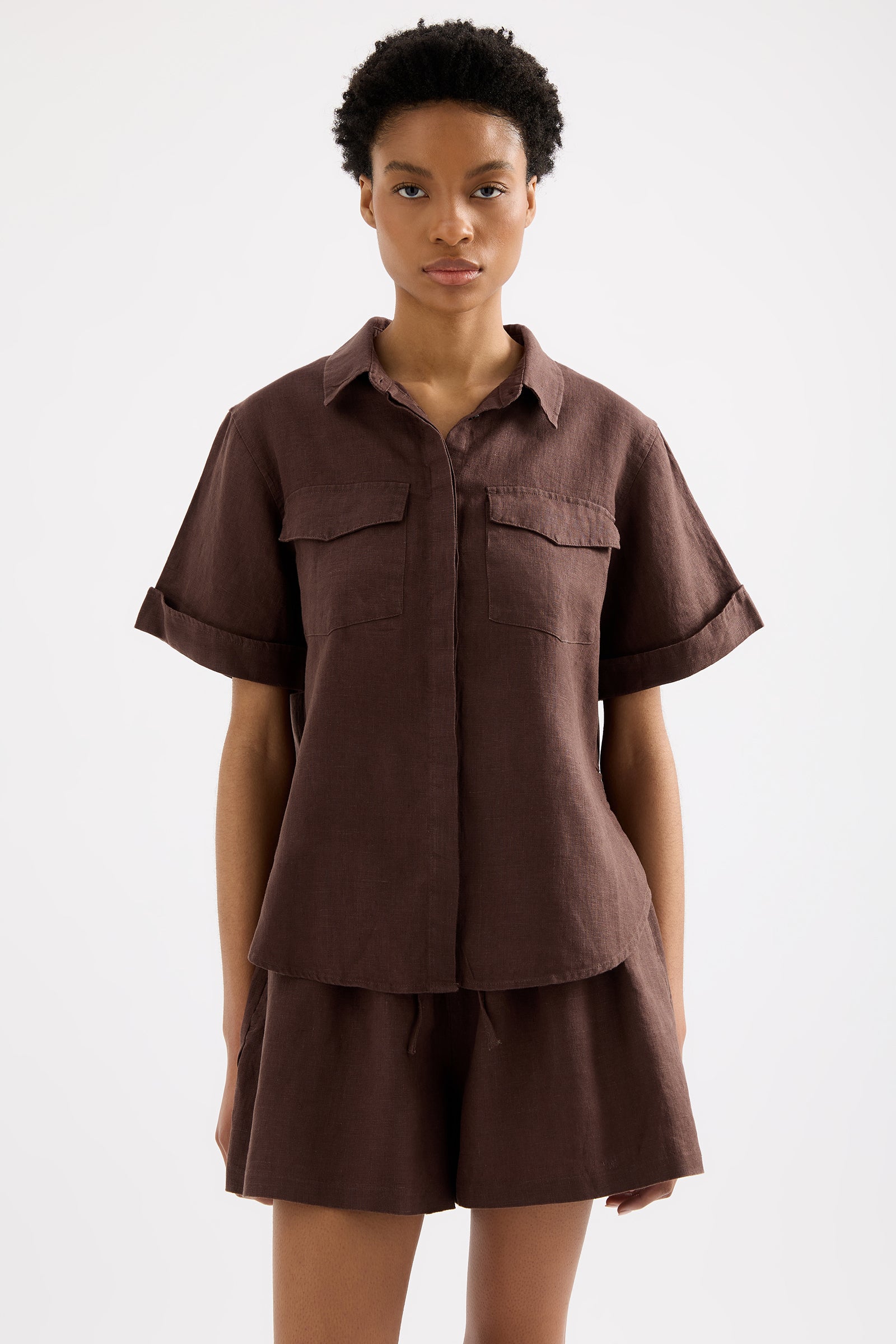 Desi Linen Shirt Espresso 