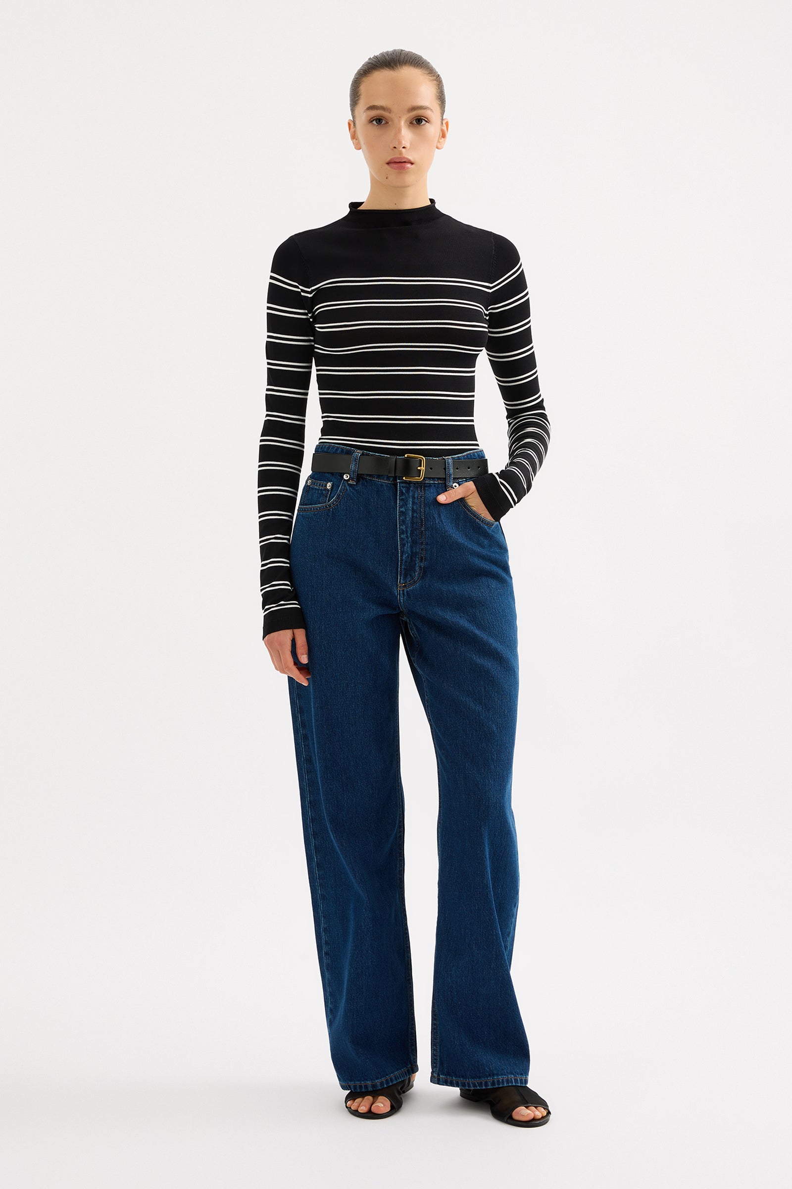 Tabi Sheer Knit Black Stripe 