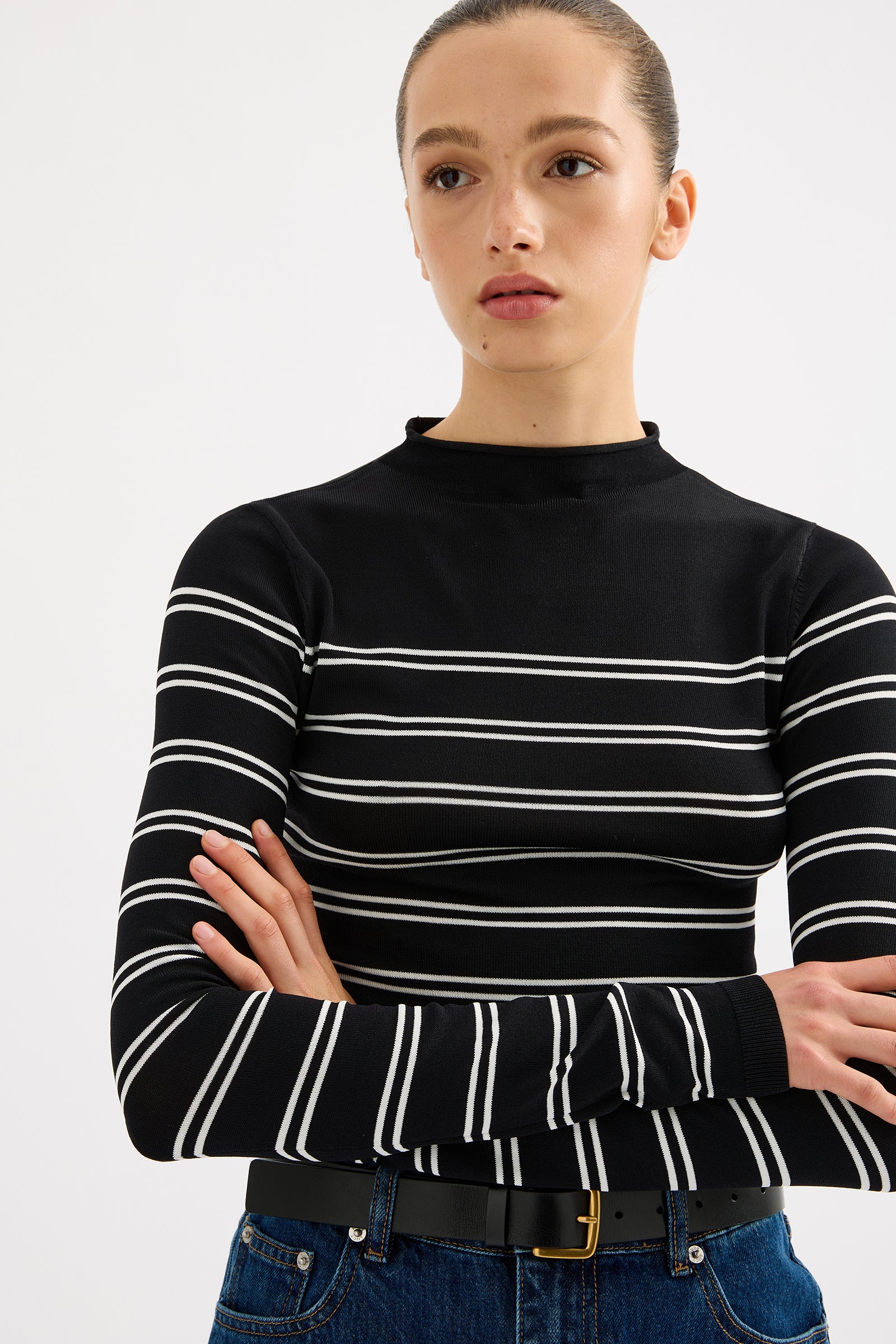 Tabi Sheer Knit Black Stripe 