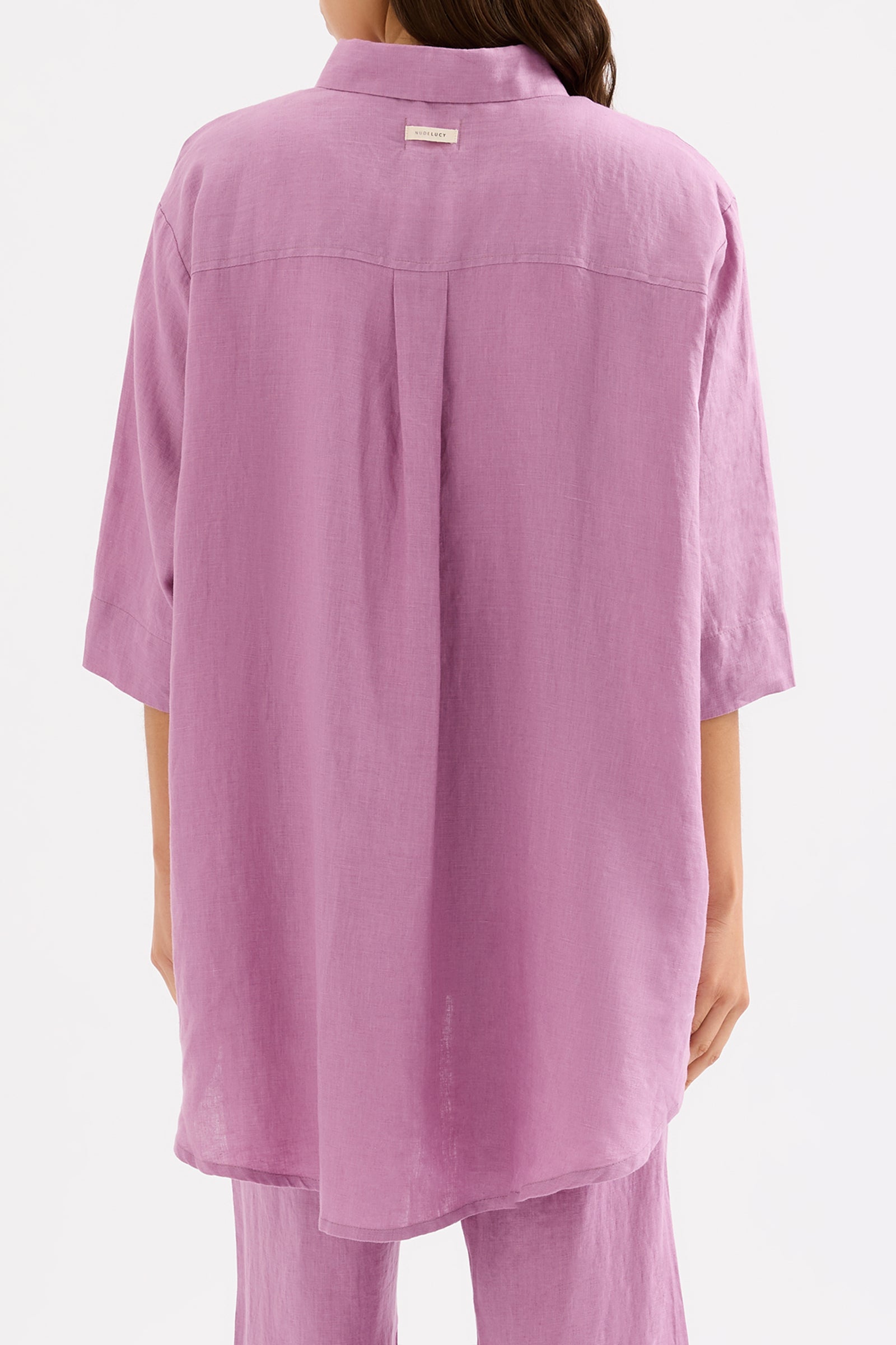 Lounge Linen Longline Shirt Grape 