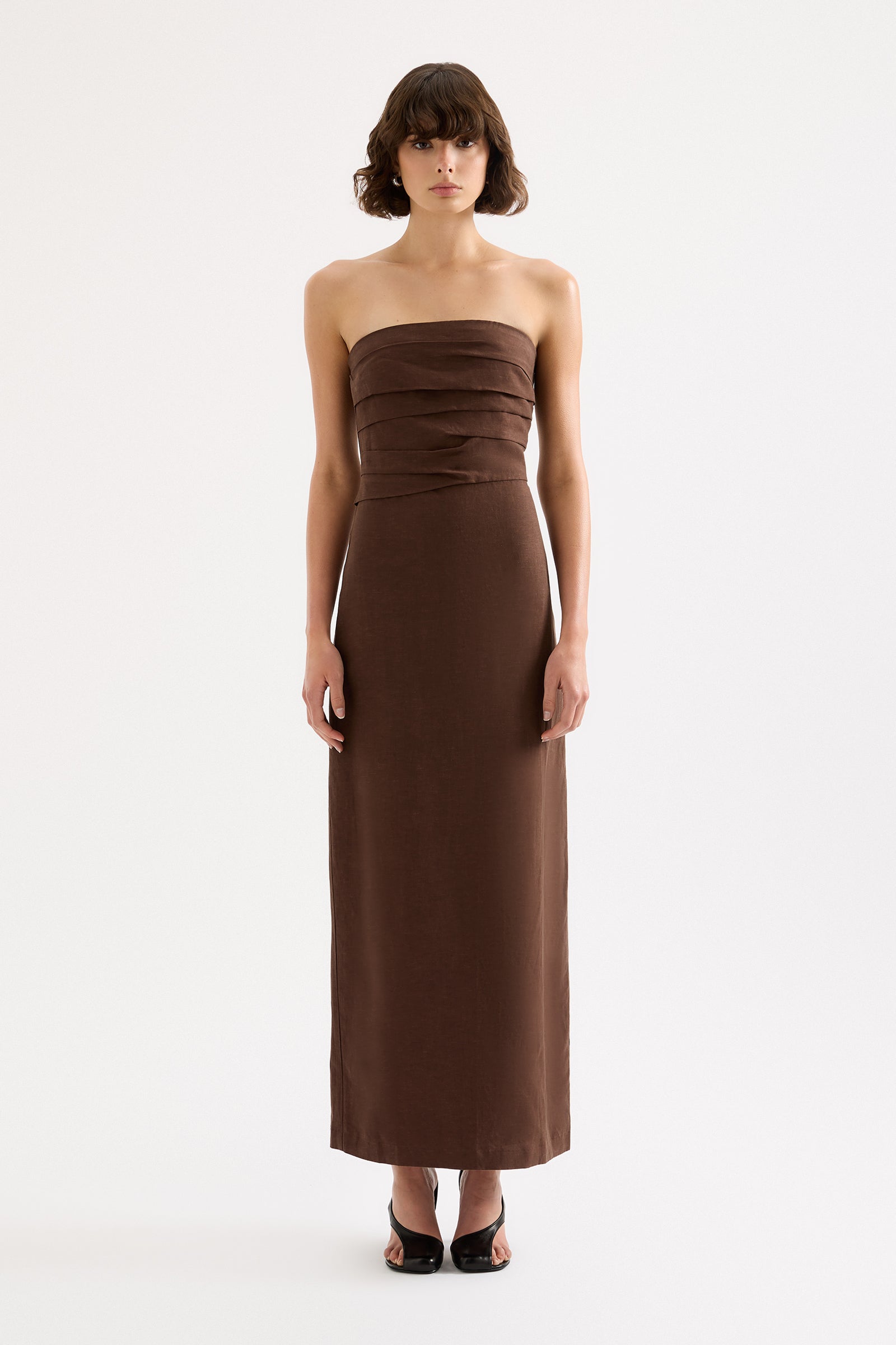 Salma Strapless Dress Chestnut 