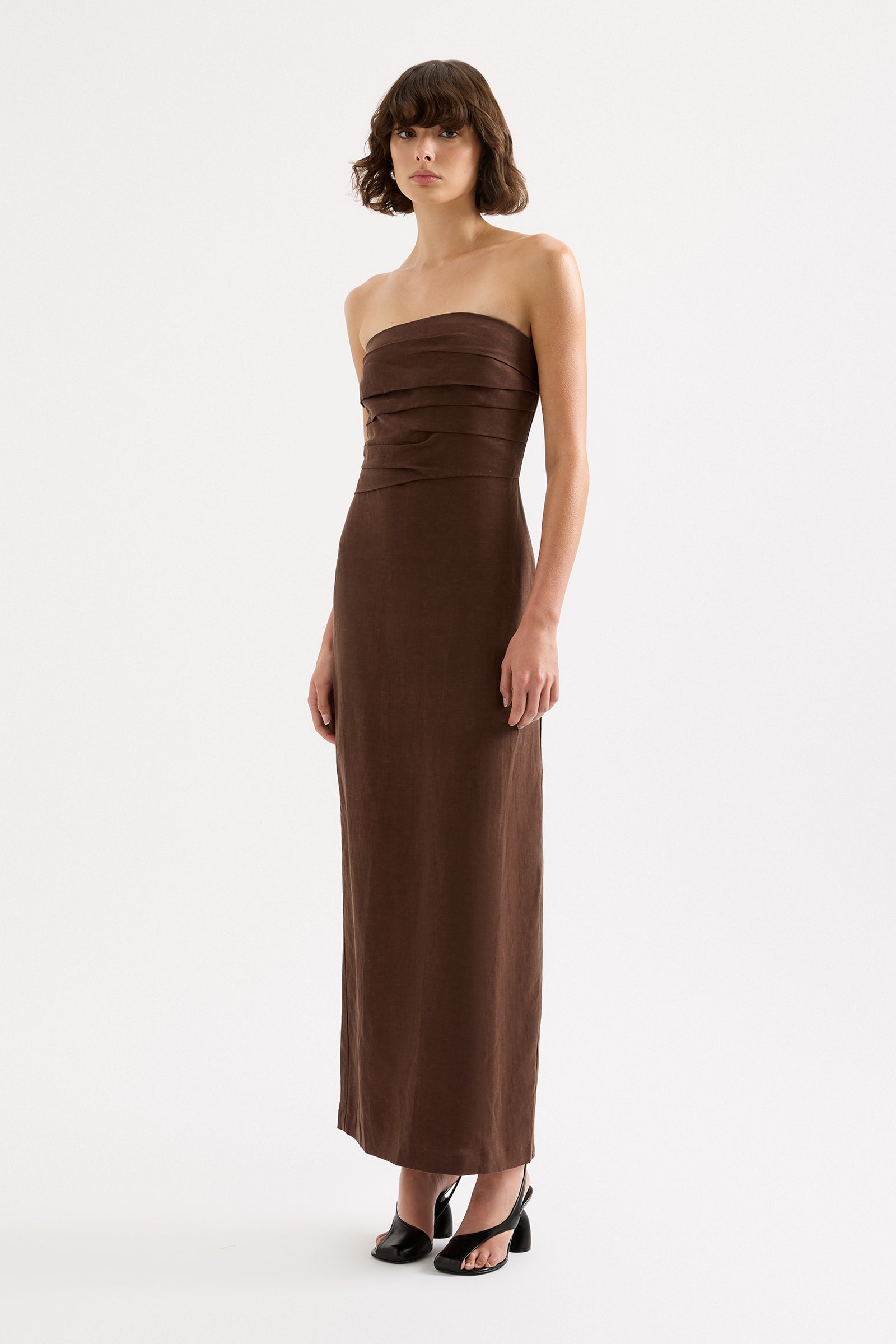 Salma Strapless Dress Chestnut 