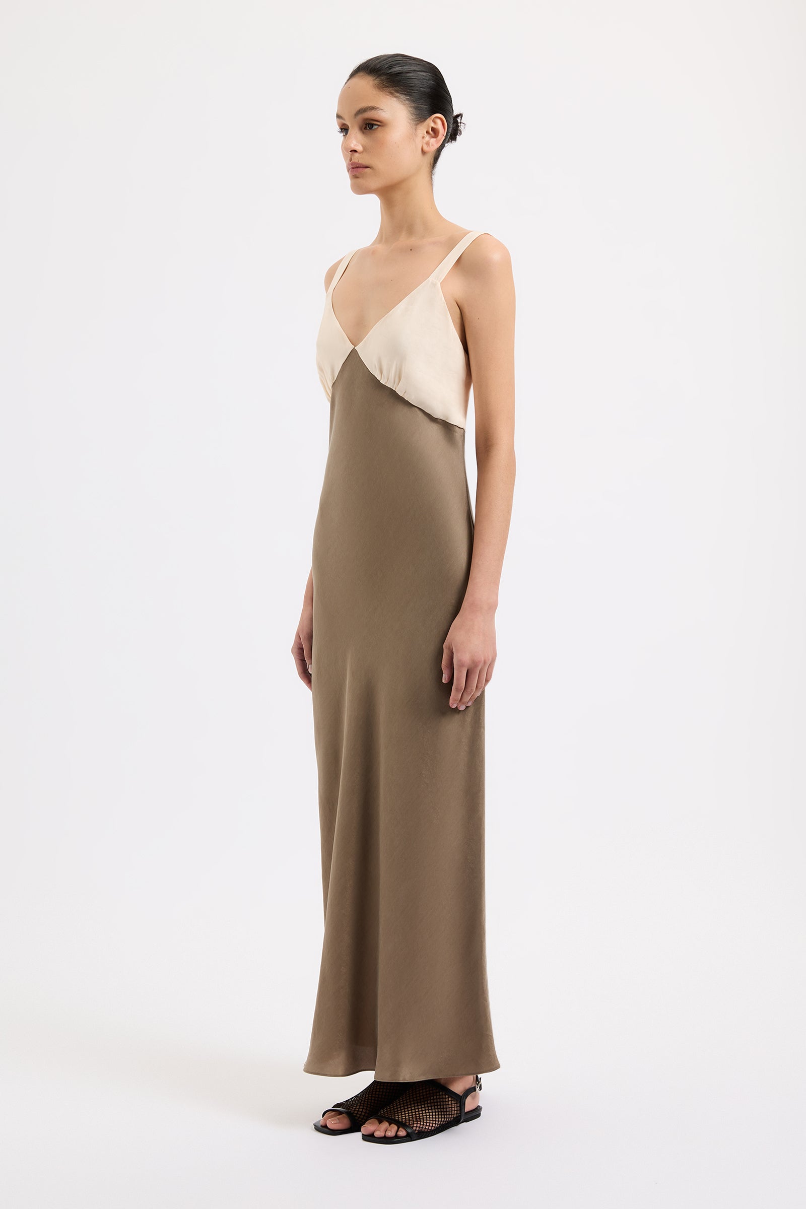 Seshni Tencel Slip Dress Chestnut Splice 