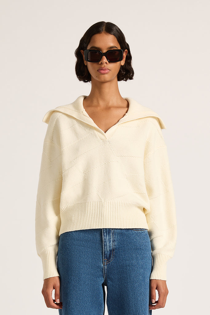 Shop Addison Rugby Knit in Cloud | Nude Lucy