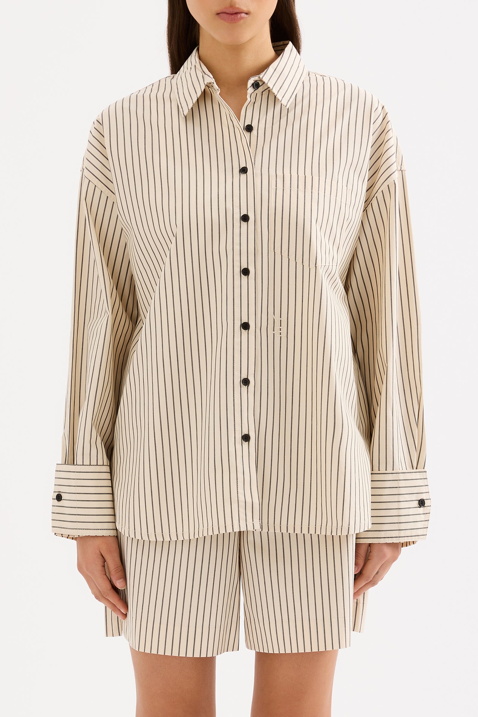 Organic Poplin Shirt Black Stripe 