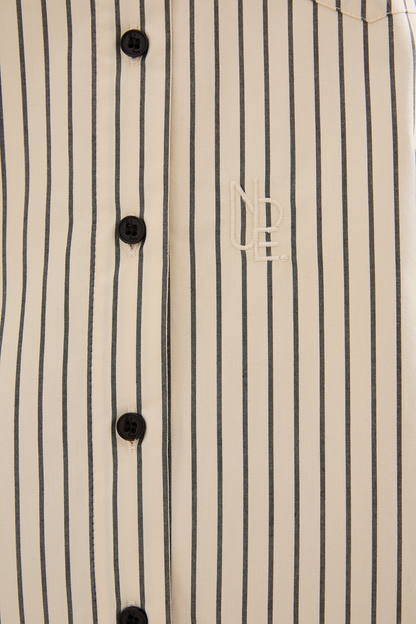 Organic Poplin Shirt Black Stripe 