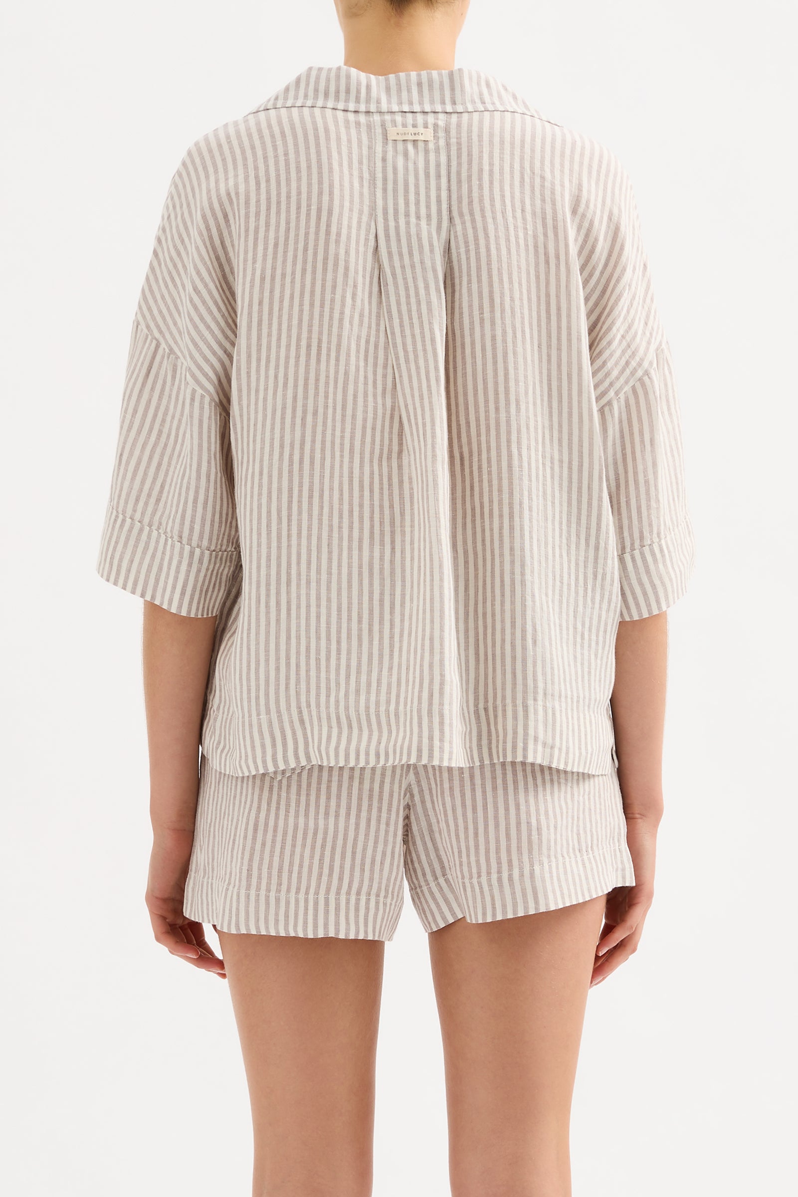 Lounge Stripe Linen Shirt Silver Stripe 