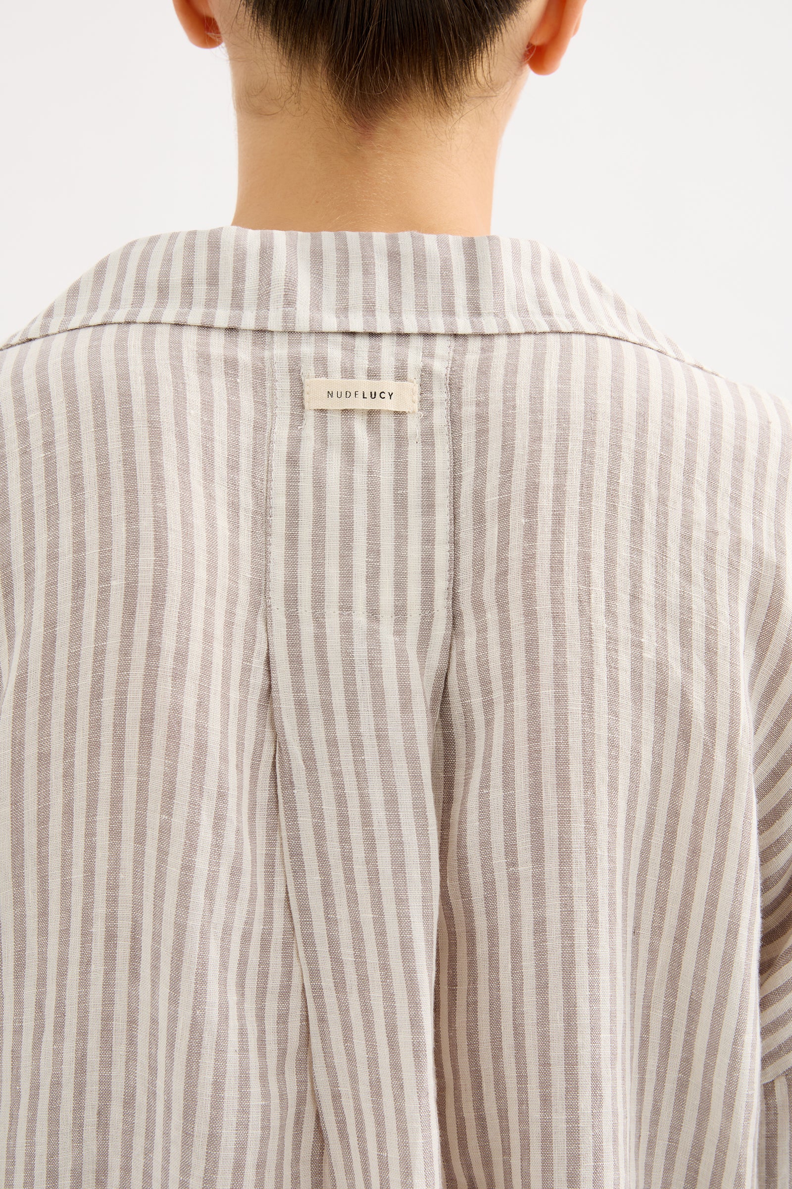 Lounge Stripe Linen Shirt Silver Stripe 