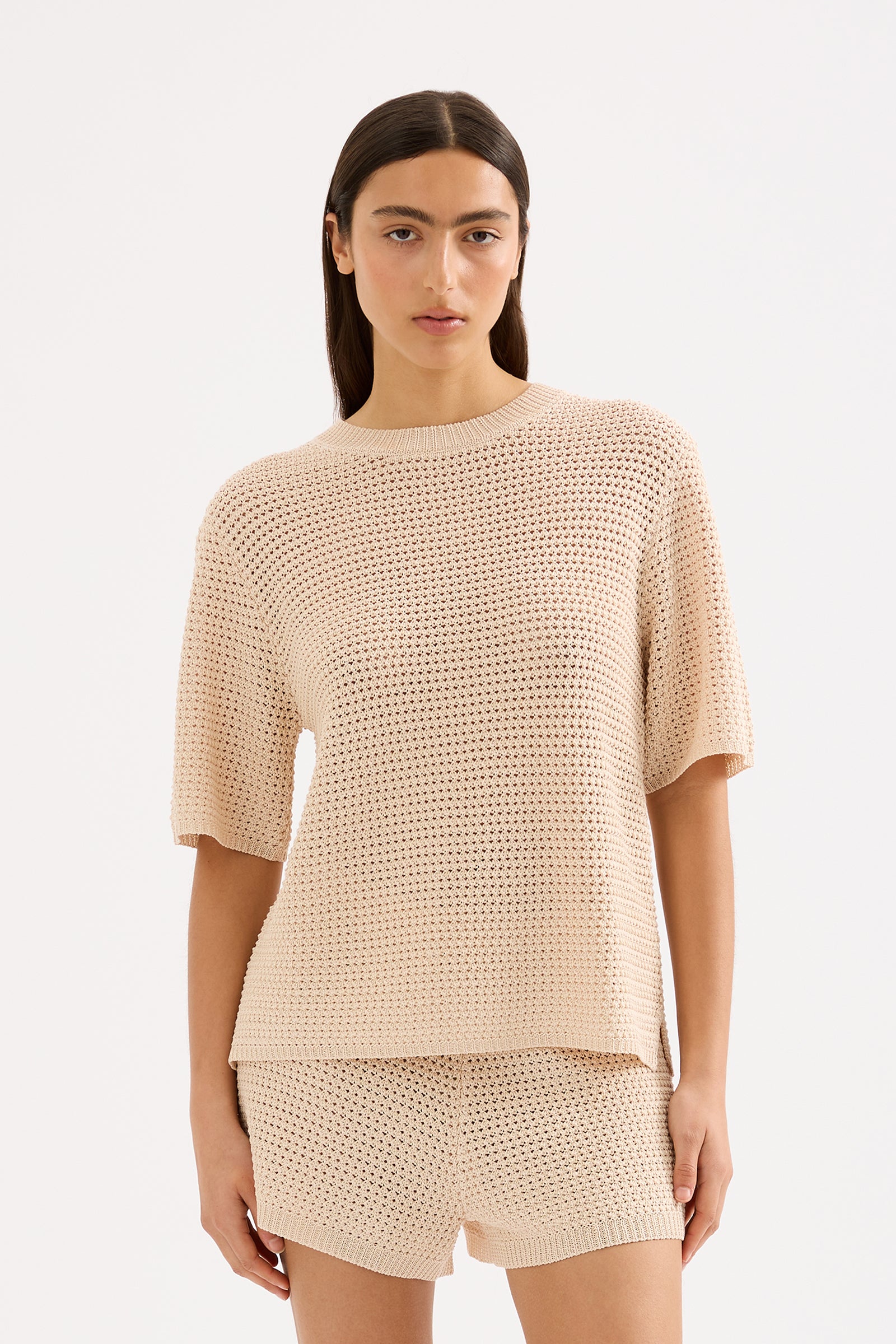 Sawyer Crochet Tee Cream 