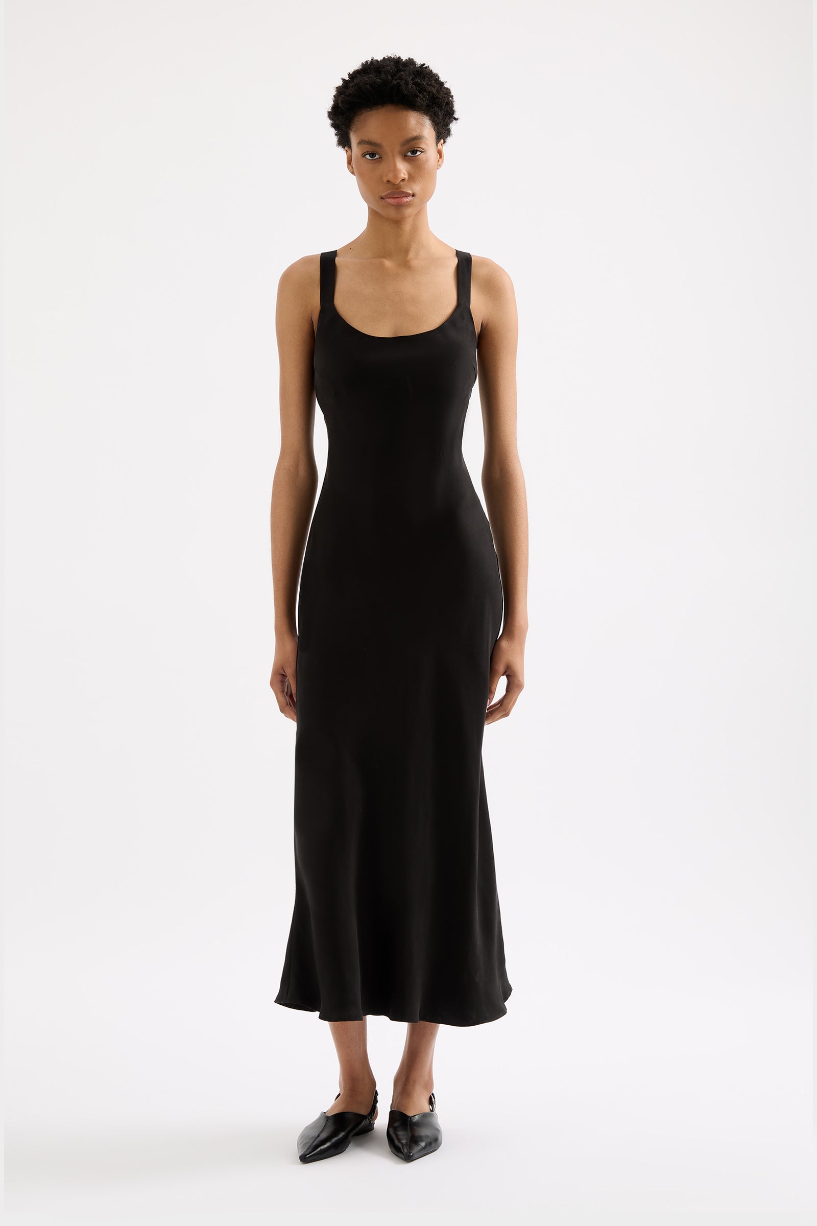 Ren Cupro Slip Dress Black 