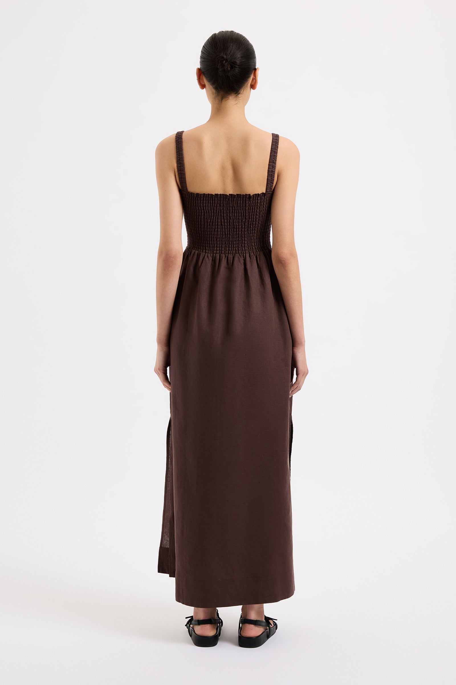 Rynn Linen Maxi Dress Espresso 