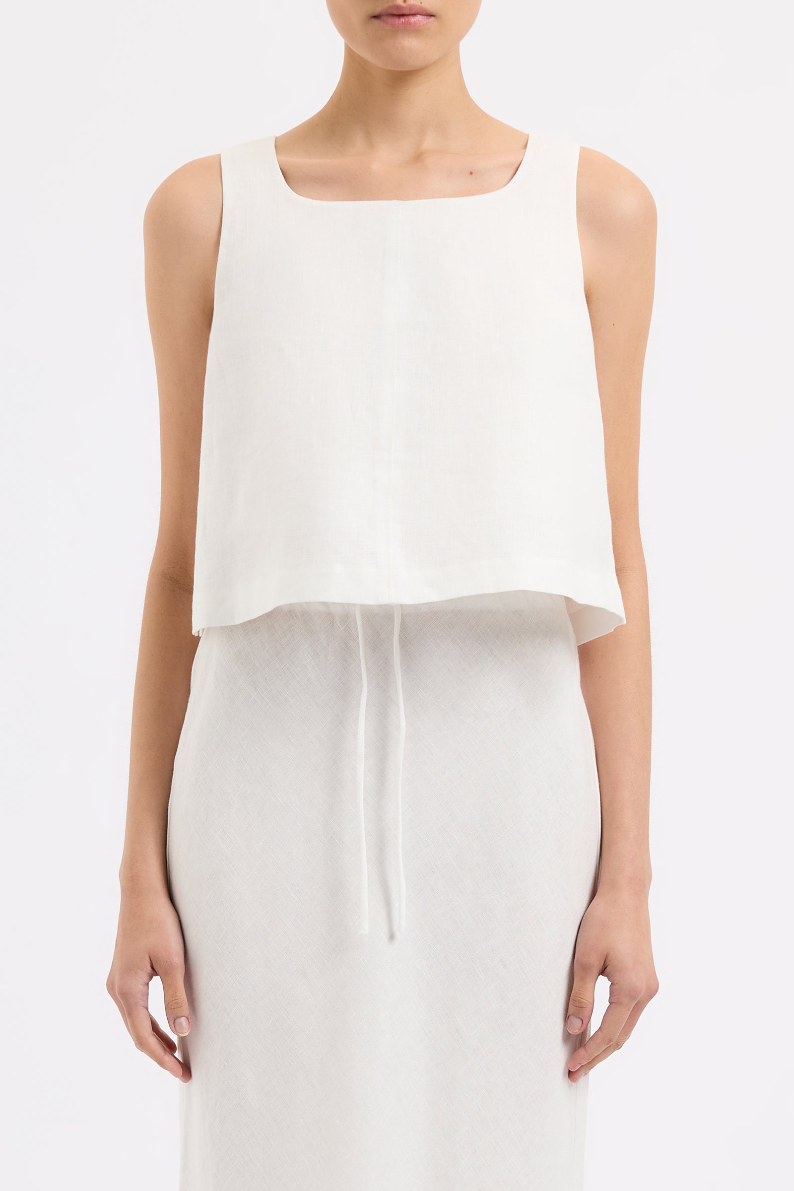 Thilda Linen Top White 