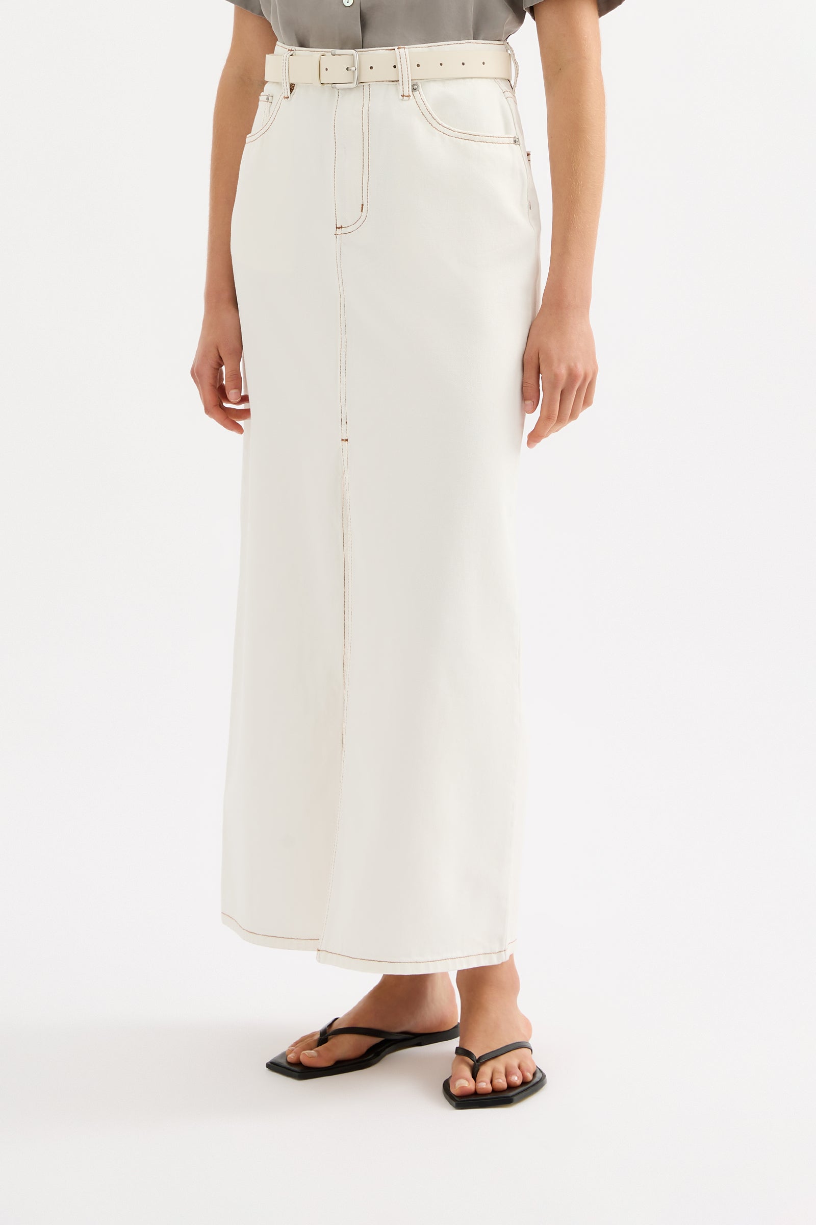 Sia Denim Maxi Skirt Salt 