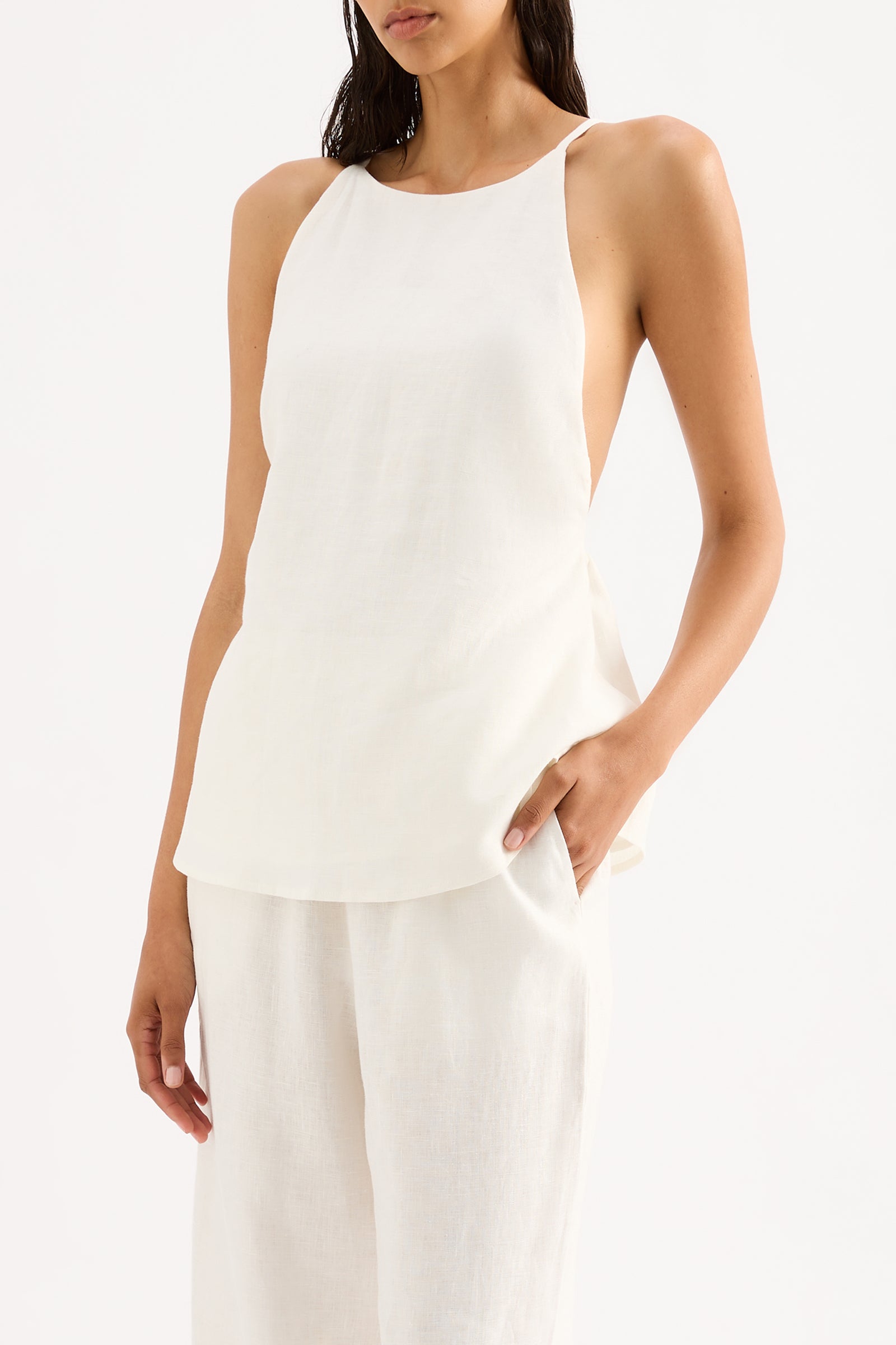 Ziba Linen Top White 