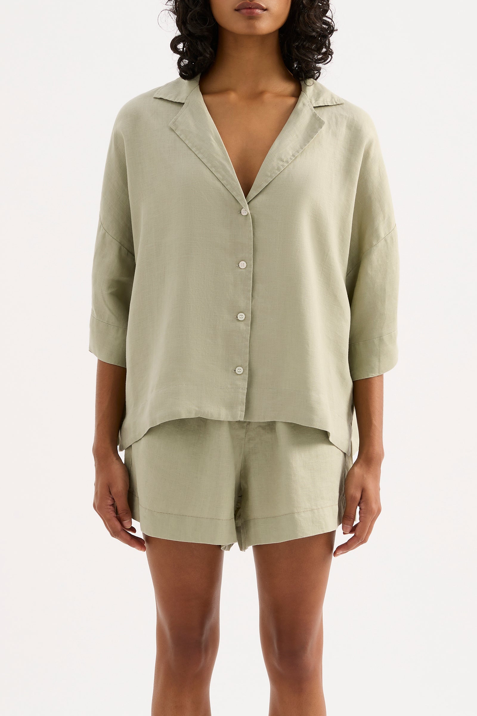 Lounge Linen Shirt Olive 