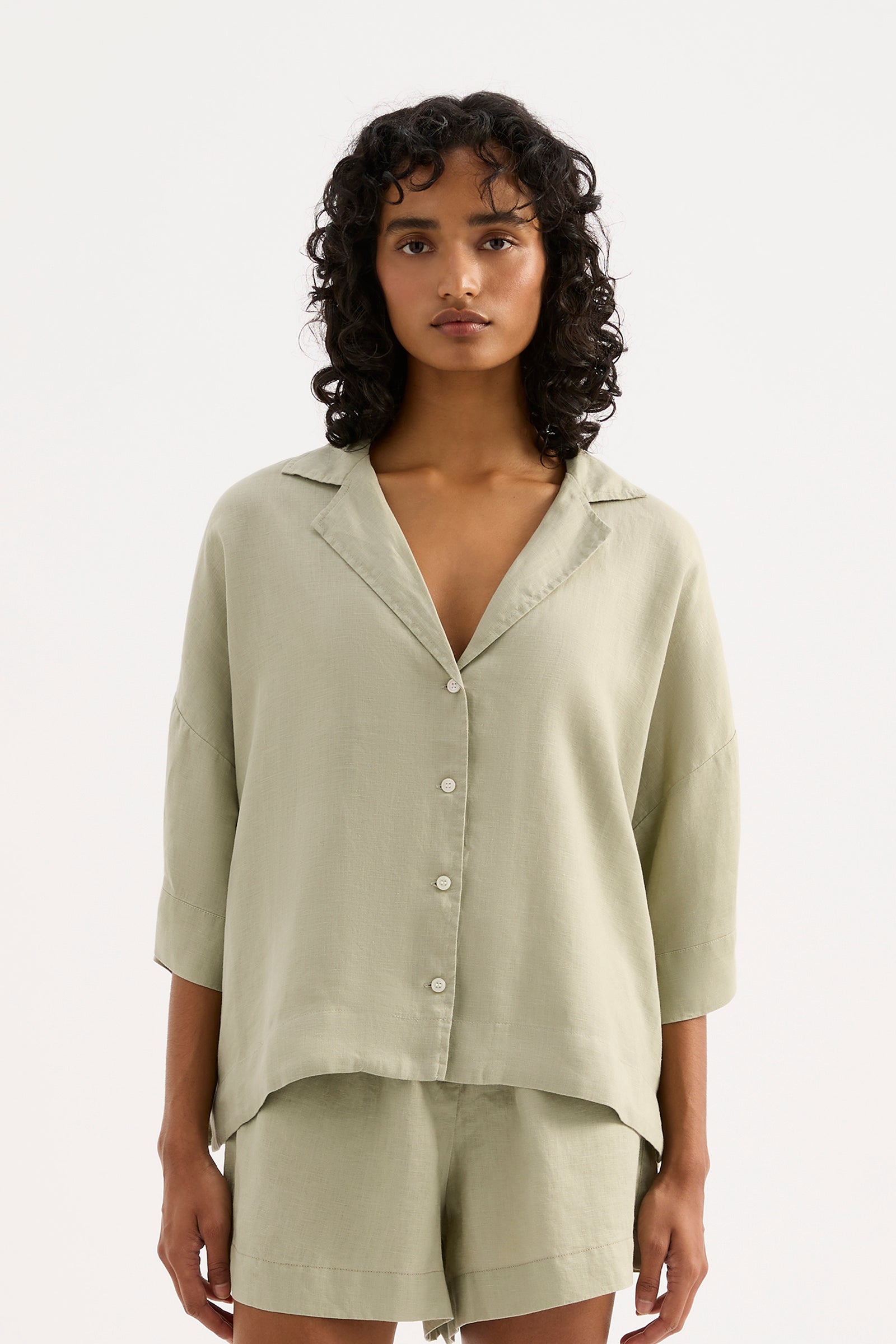 Lounge Linen Shirt Olive 