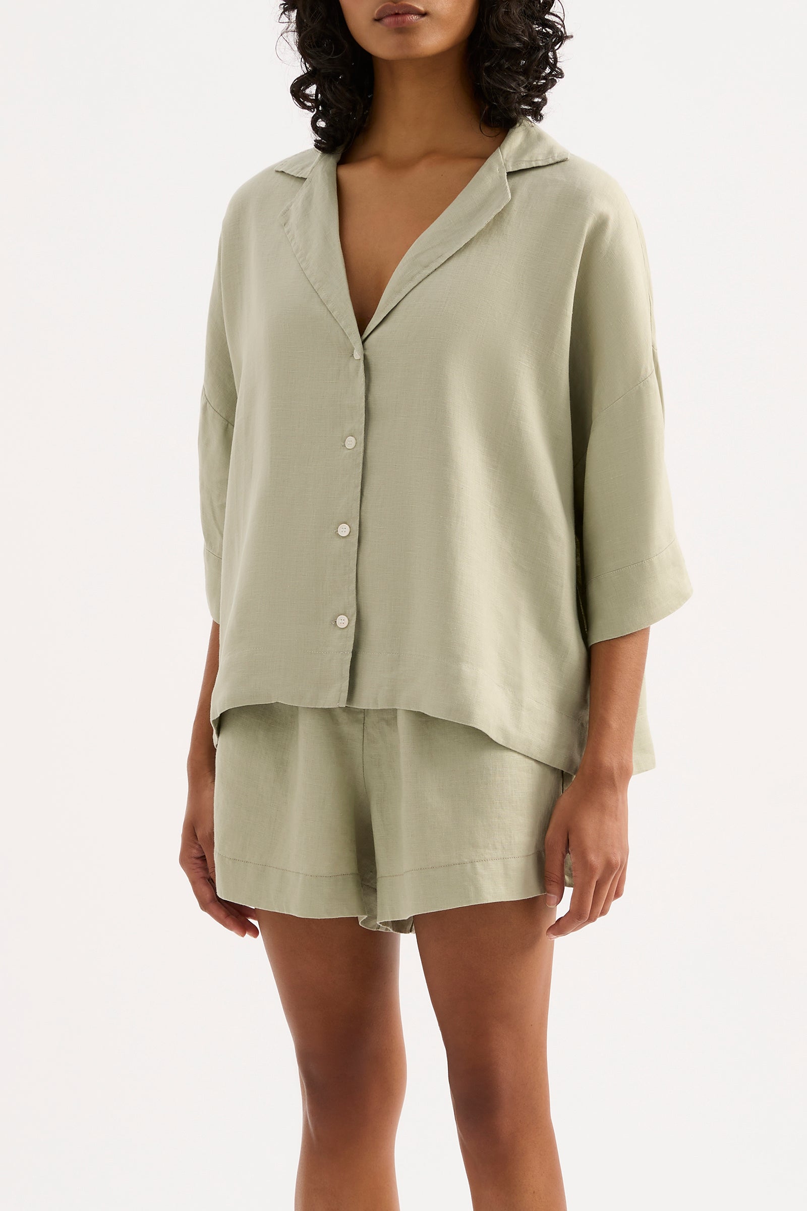 Lounge Linen Shirt Olive 