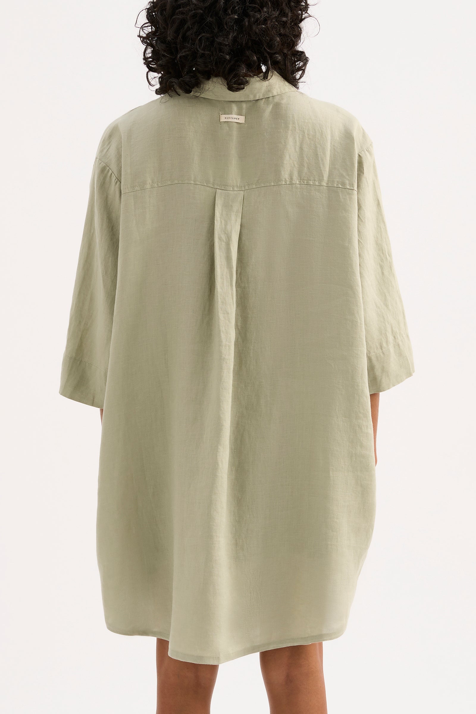 Lounge Linen Longline Shirt Olive 