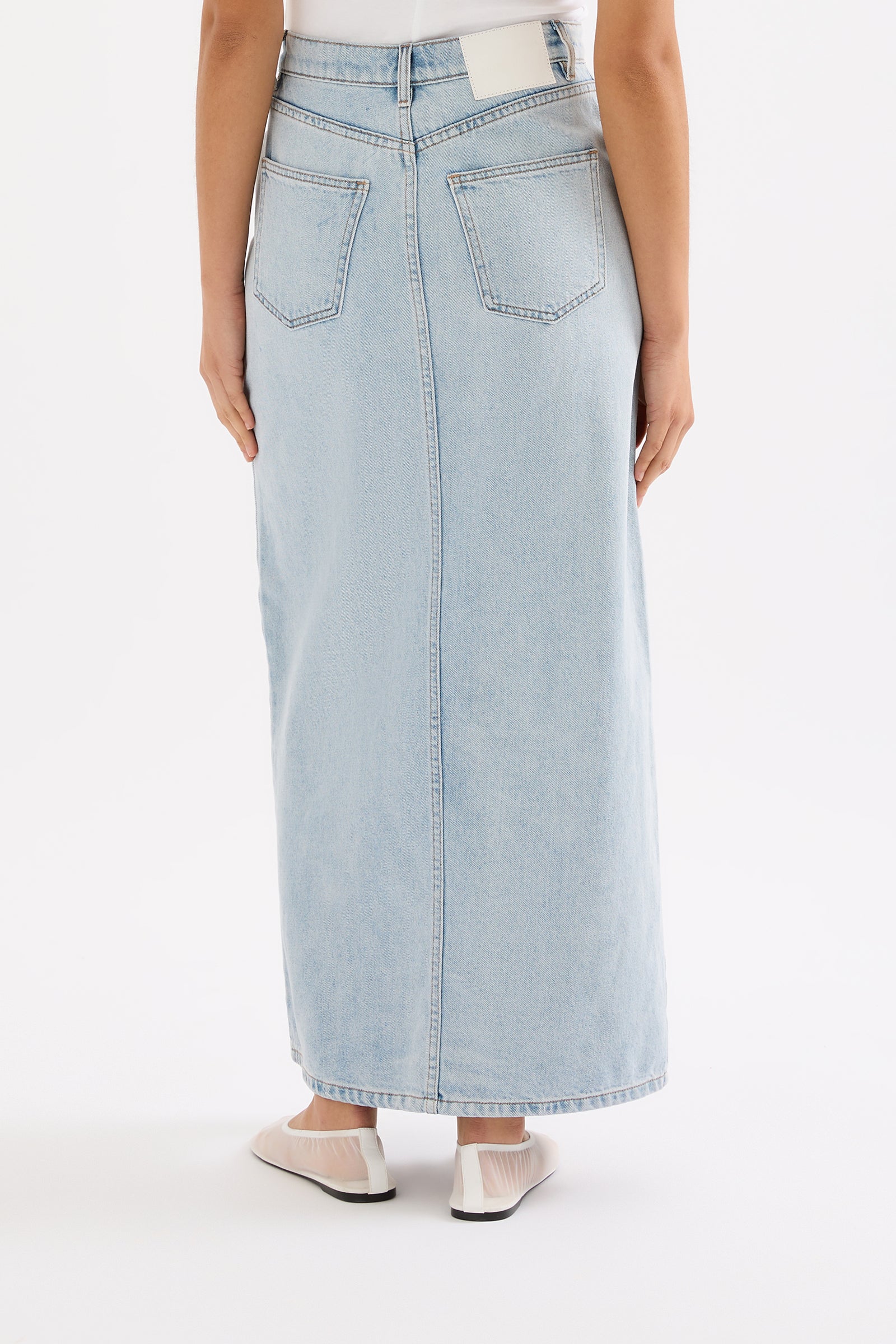 Sia Denim Maxi Skirt Clear Blue 