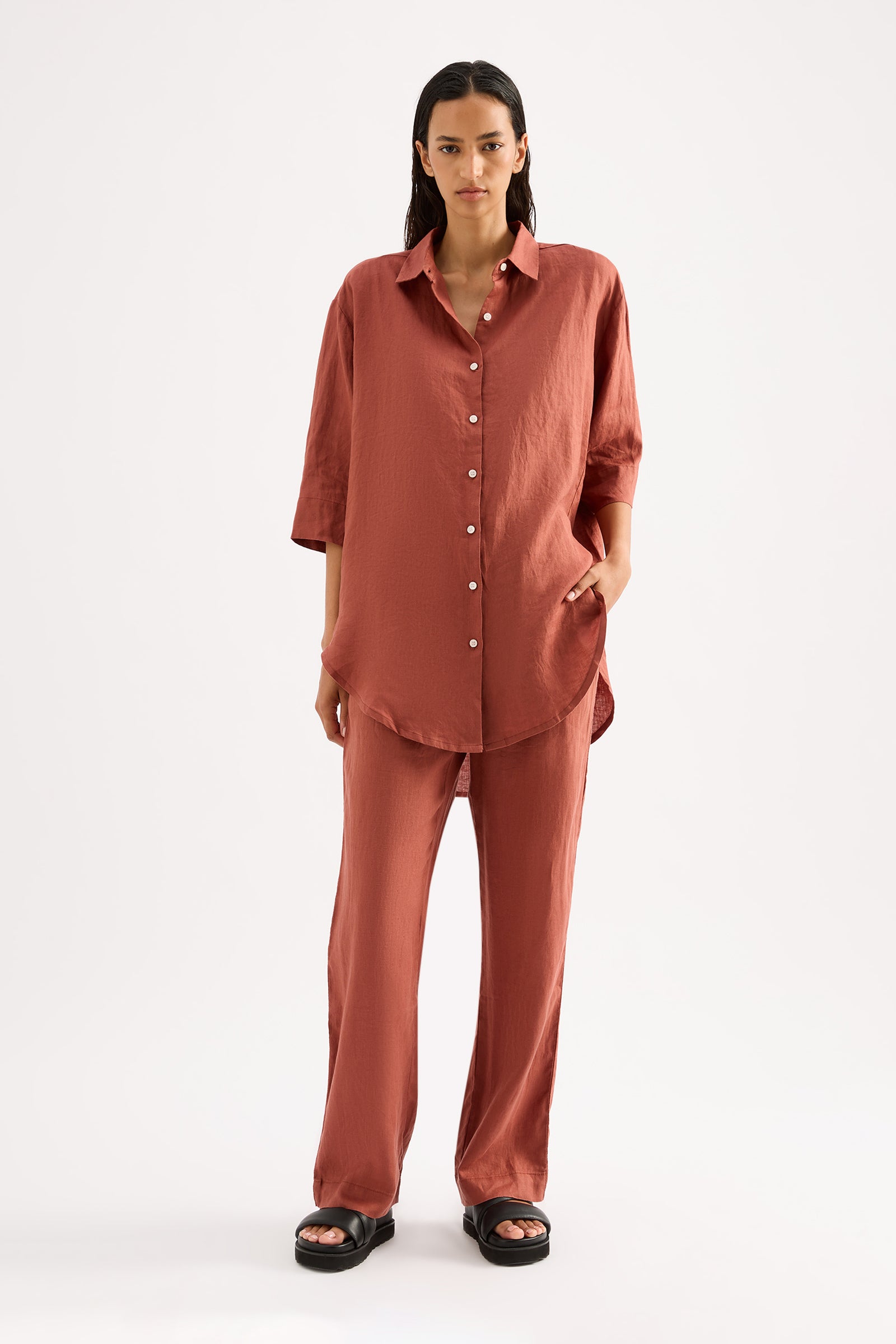 Lounge Linen Pant Rust 