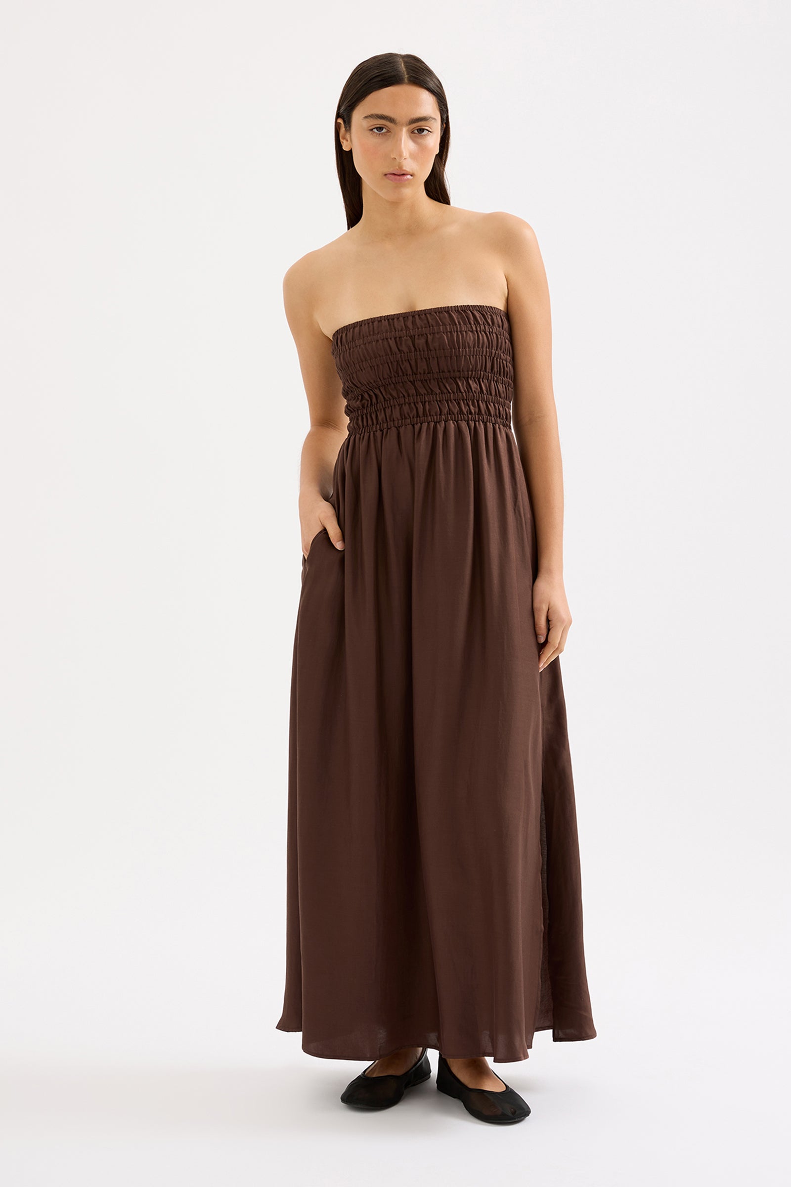 Zuri Tencel Maxi Dress Chocolate 