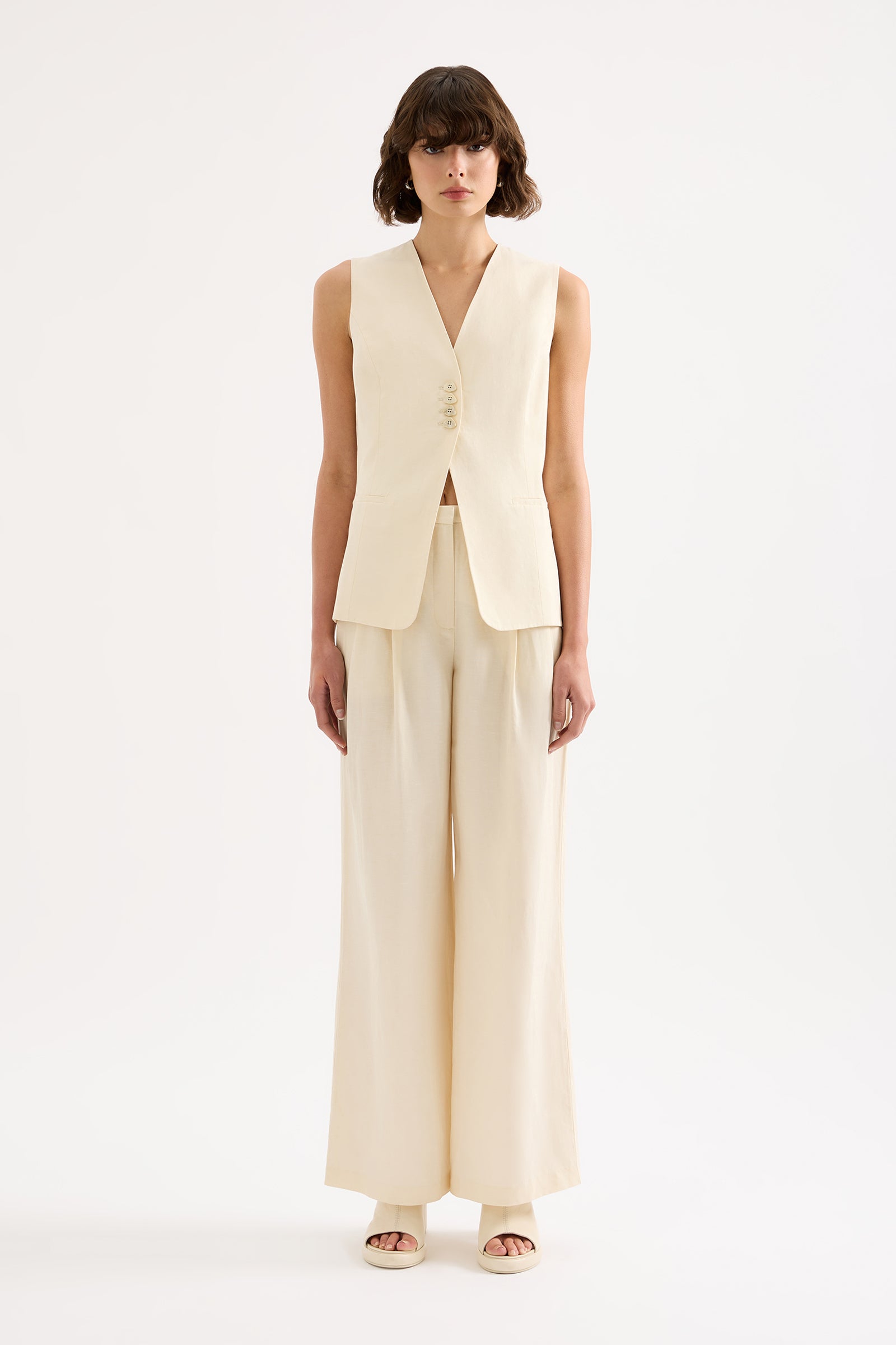 Salma Tailored Vest Buttermilk 