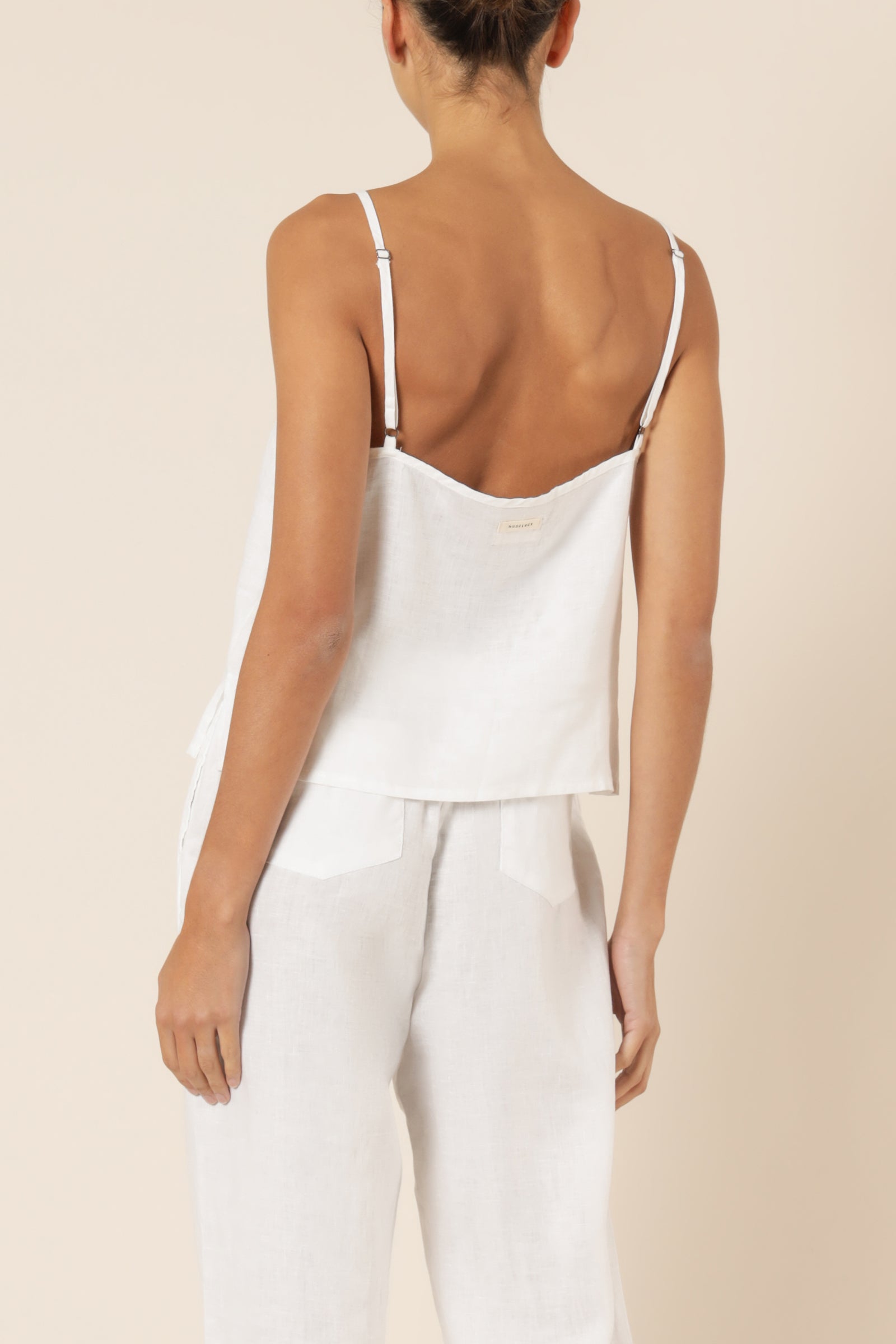 Nude Lucy Nude Linen Lounge Cami White Top 