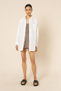 Nude Lucy naya cotton longline shirt white shirt