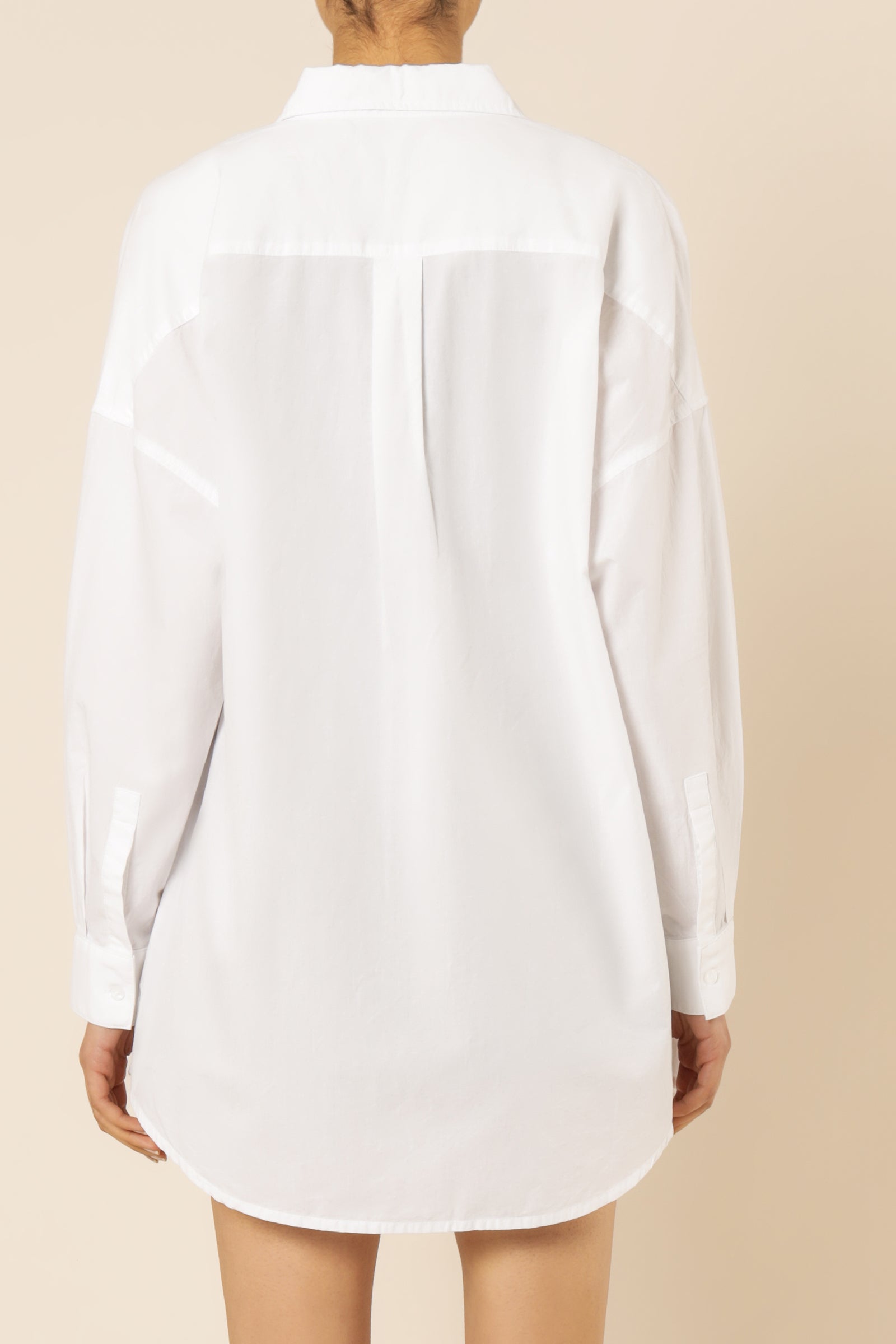 Nude Lucy Naya Cotton Longline Shirt White Shirt 