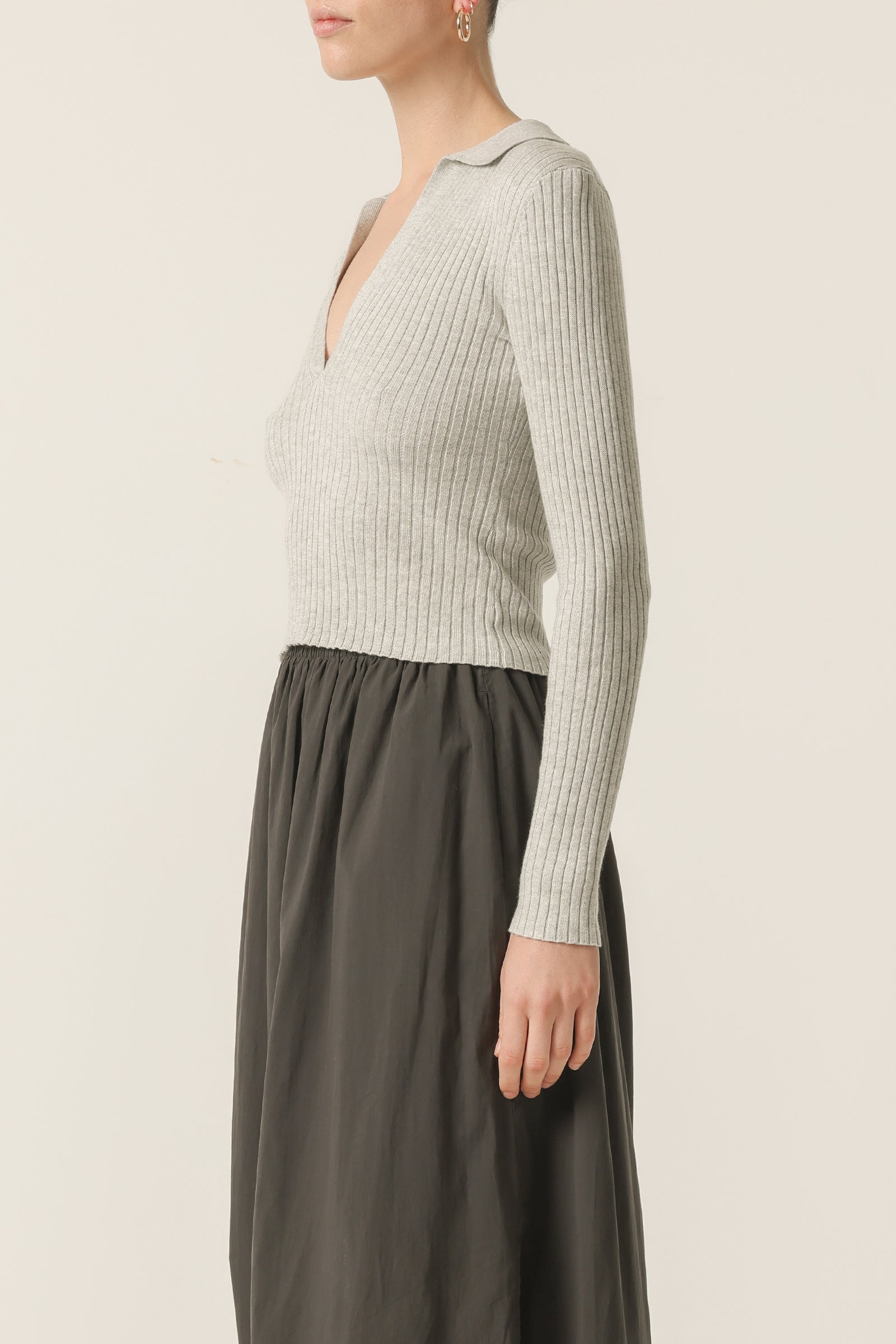 Shop Paige Knit Top in Grey marle | Nude Lucy