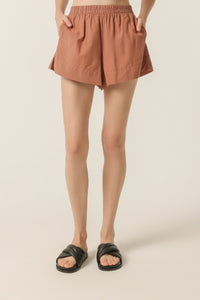 Nude Lucy Naya Washed Cotton Short in a Light Brown Brandy Colour