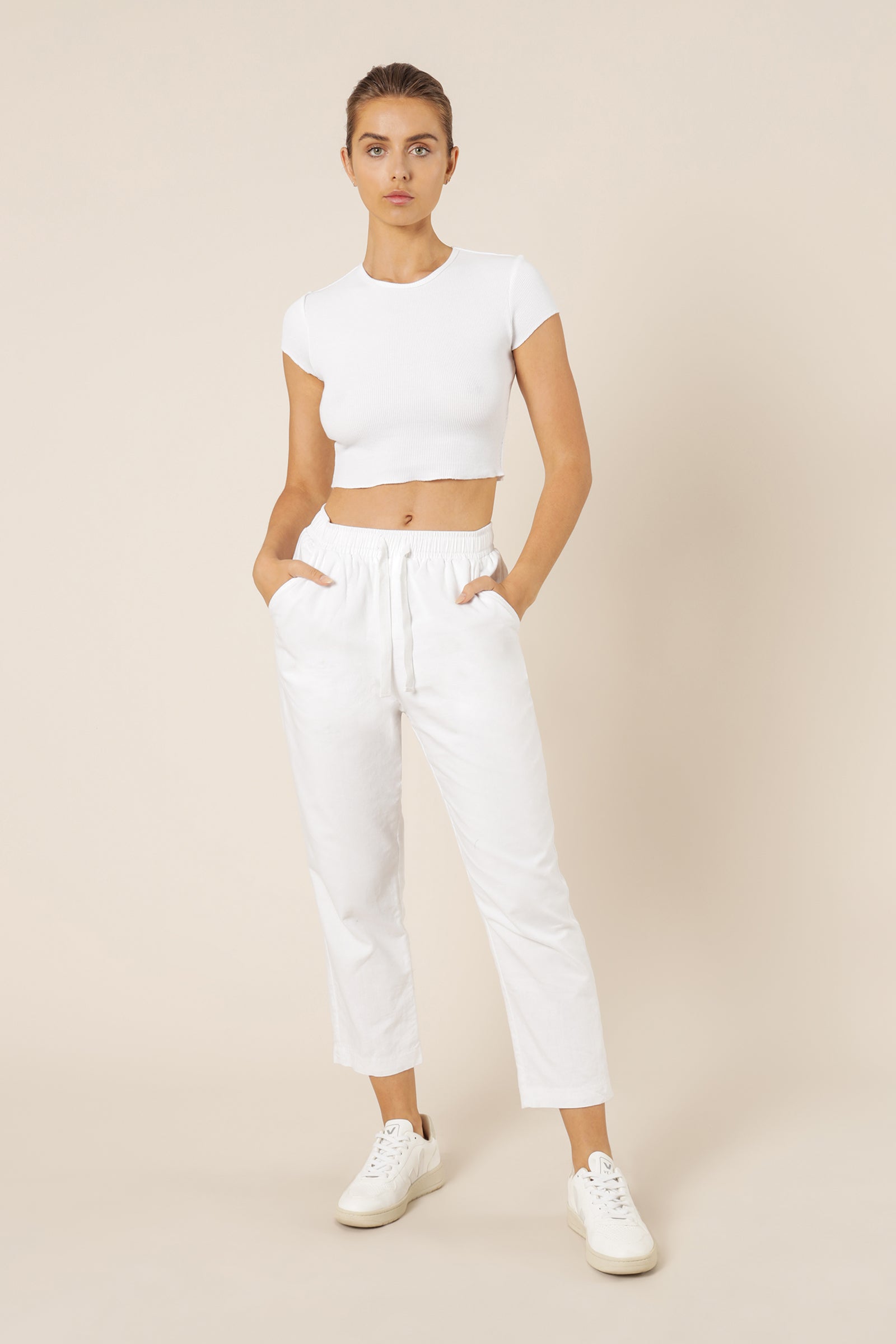 Nude Lucy Cameron Basic Waffle Tee White Top 