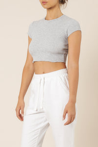 Nude Lucy cameron basic waffle tee grey marle top