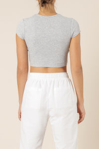 Nude Lucy cameron basic waffle tee grey marle top