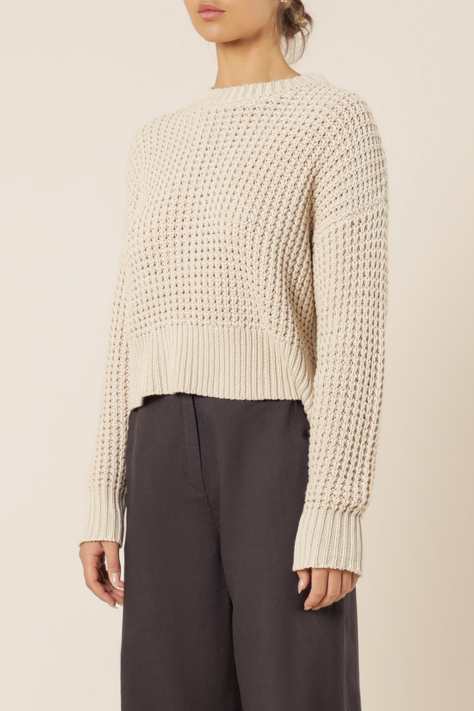 Nude Lucy Eden Waffle Knit Jumper Off White Knits 