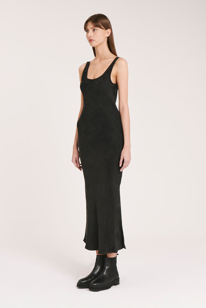 Shop Ines Cupro Slip Dress in Black | Nude Lucy