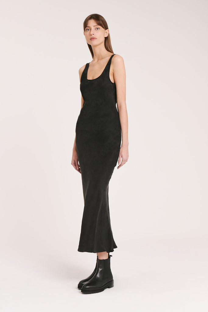 Shop Ines Cupro Slip Dress in Black | Nude Lucy