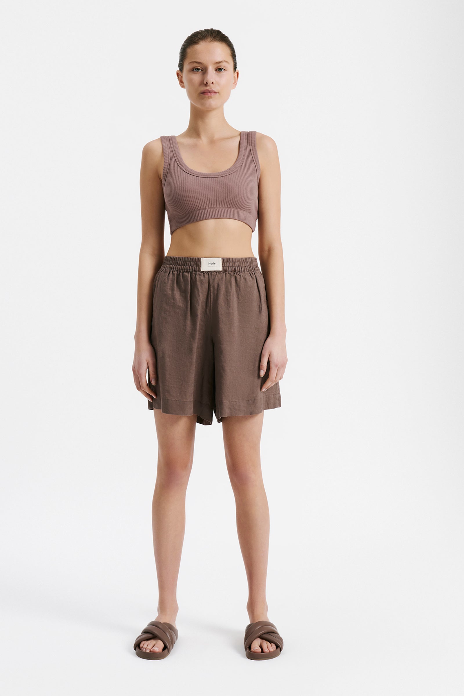 Nude Lucy Lounge Heritage Linen Short In Soot 