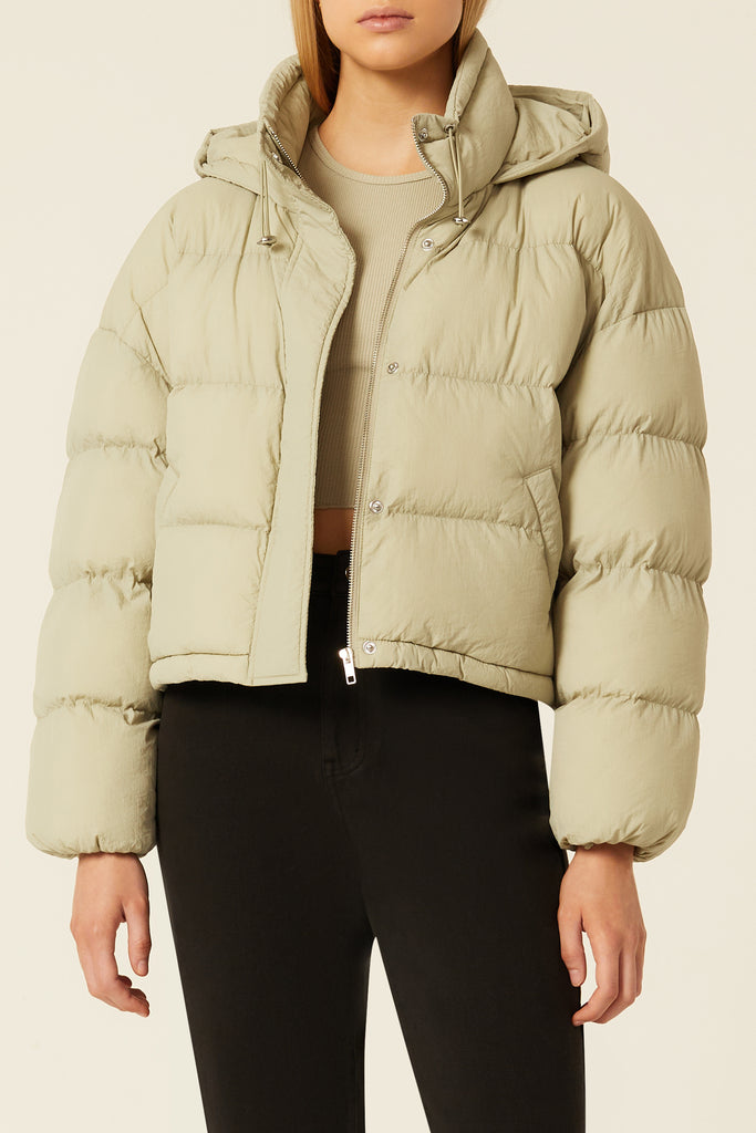 Shop Atlanta Hooded Puffer in Artichoke | Nude Lucy