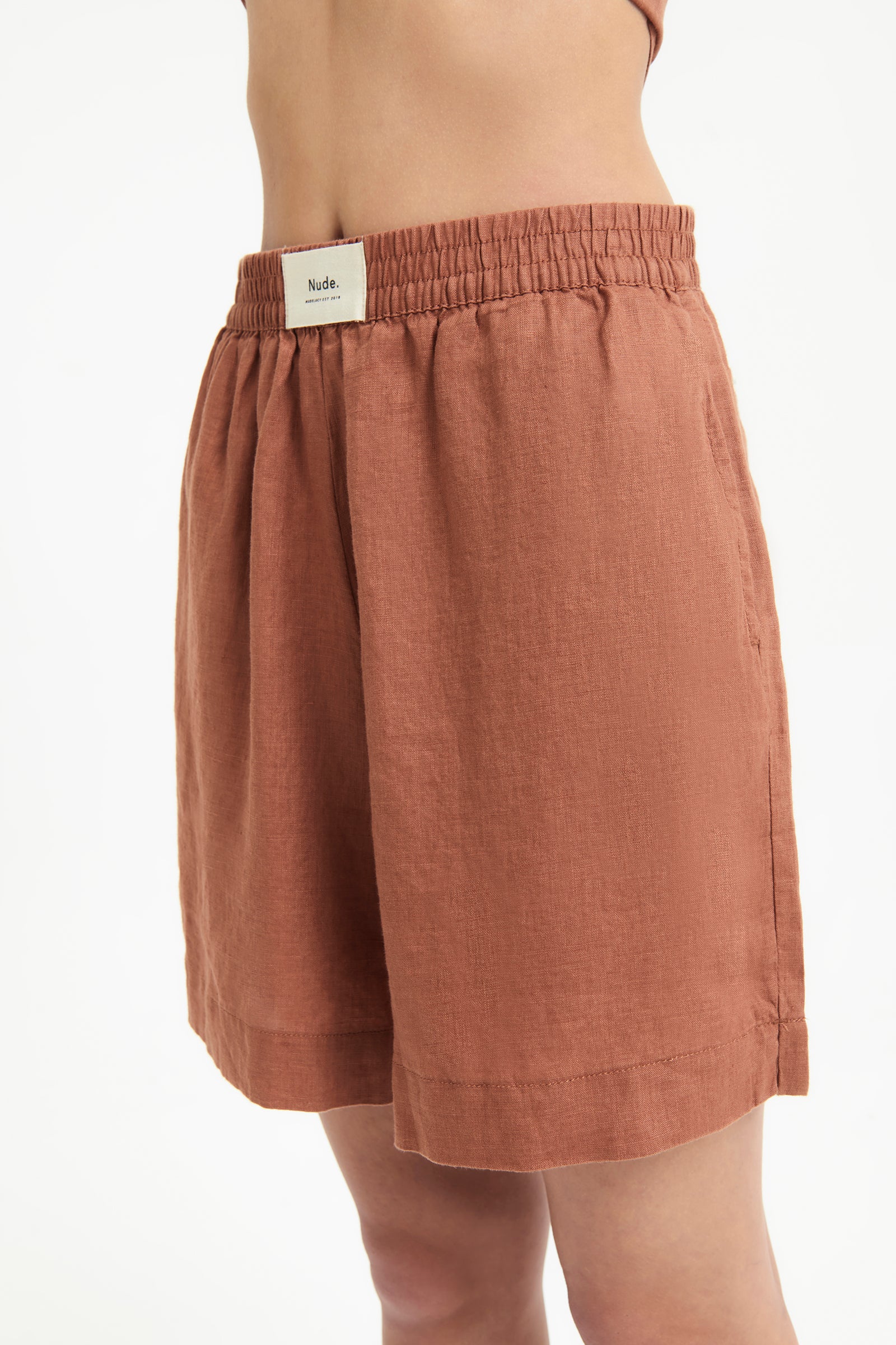 Nude Lucy Lounge Heritage Linen Short In Terracotta 