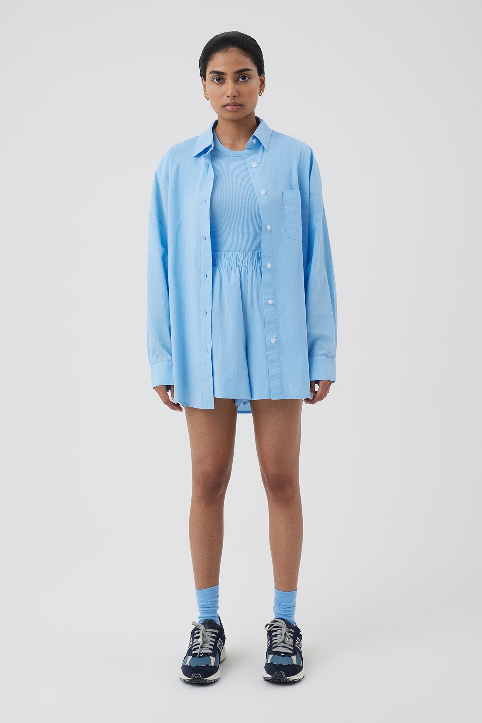 Nude Lucy Naya Washed Cotton Shirt In A Blue Horizon Colour 