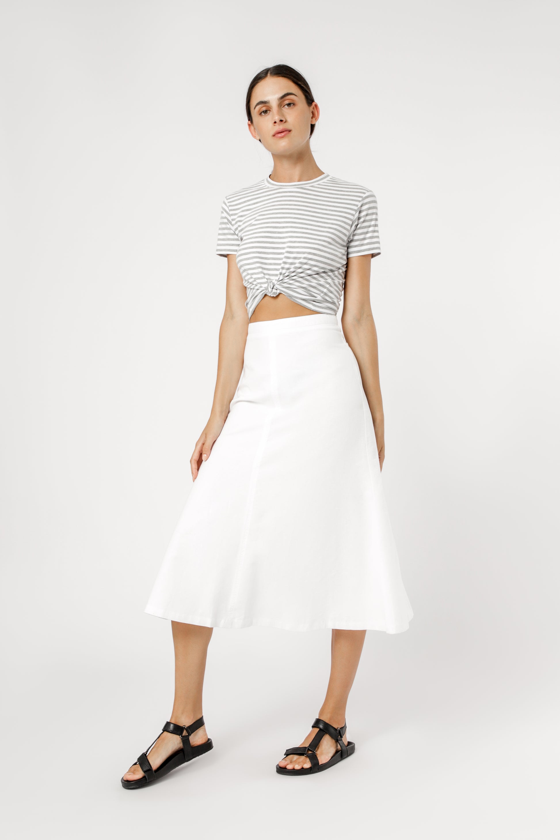 Shop Isla Linen Midi Skirt in White | Nude Lucy