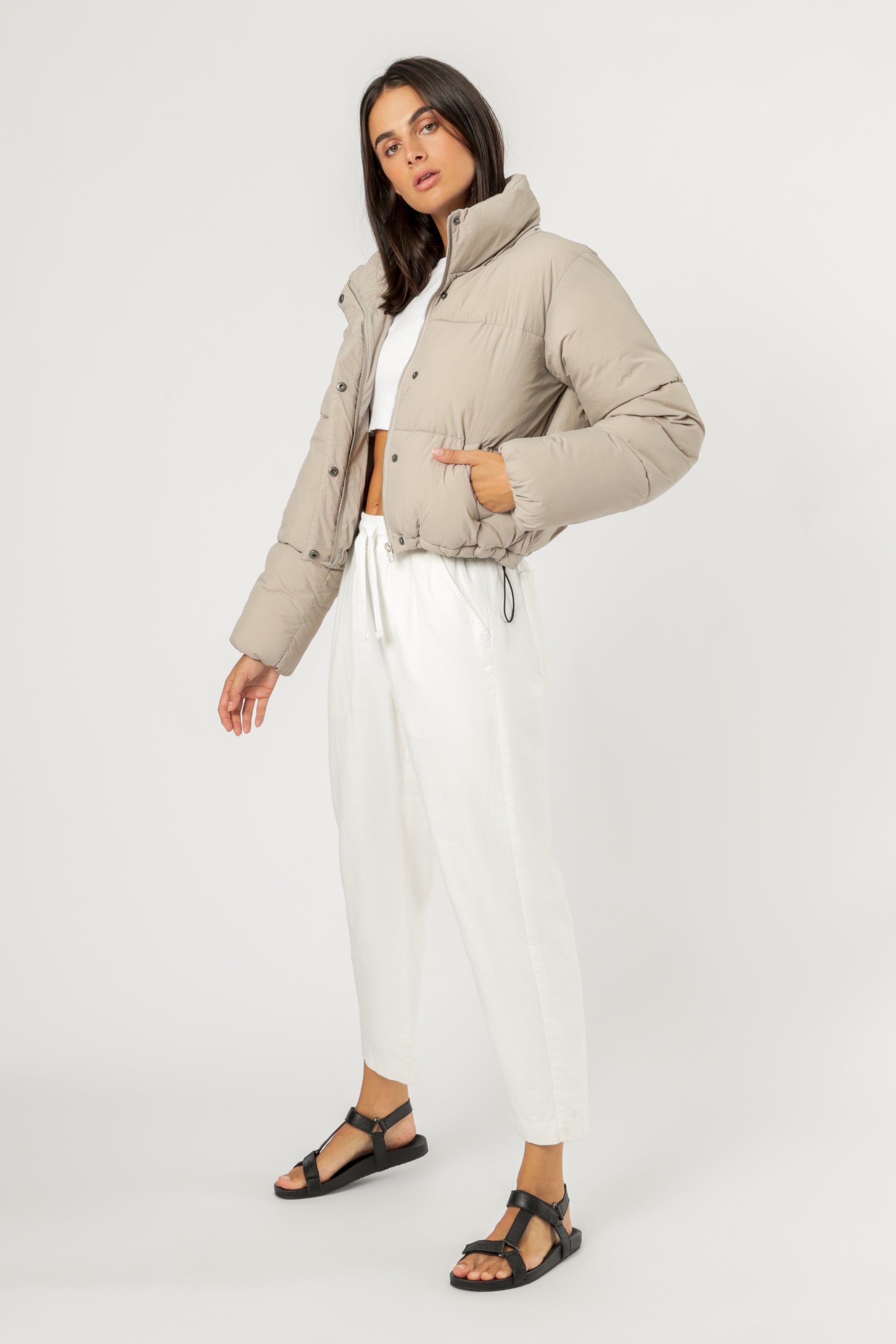 Nude Lucy Topher Puffer Jacket Taupe Jackets 