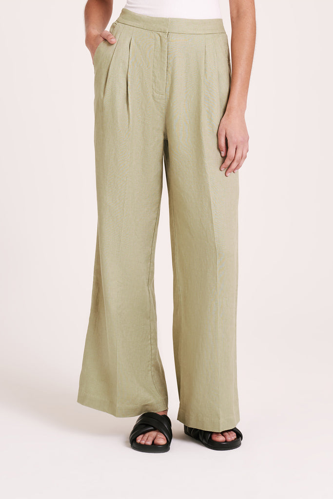 Shop Thilda Linen Pant in Sage | Nude Lucy