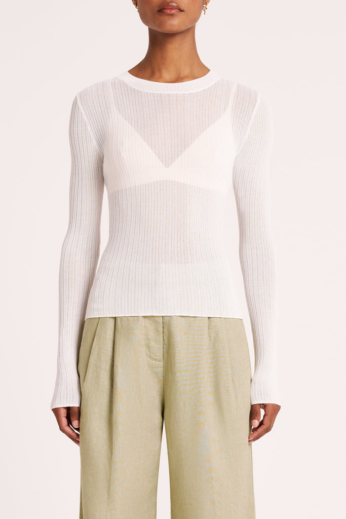 Shop Mitra Sheer Knit in Salt | Nude Lucy