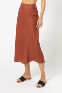 Nude Lucy miles linen midi skirt pecan skirt