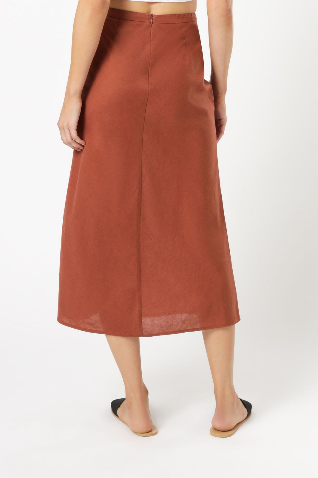 Nude Lucy Miles Linen Midi Skirt Pecan Skirt 